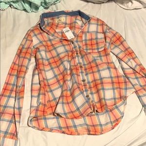 HOLLISTER LONG SLEEVE BRIGHT COLORED PLAID SHIRT